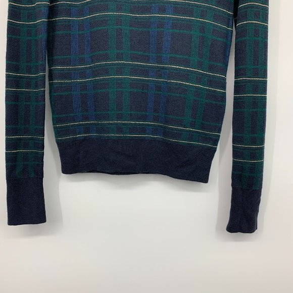 Equipment Sweater Navy Blue Plaid Wool Blend Crewneck Pullover - Picture 6 of 10